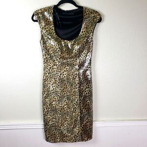 Sue Wong Leopard Print Mini Dress